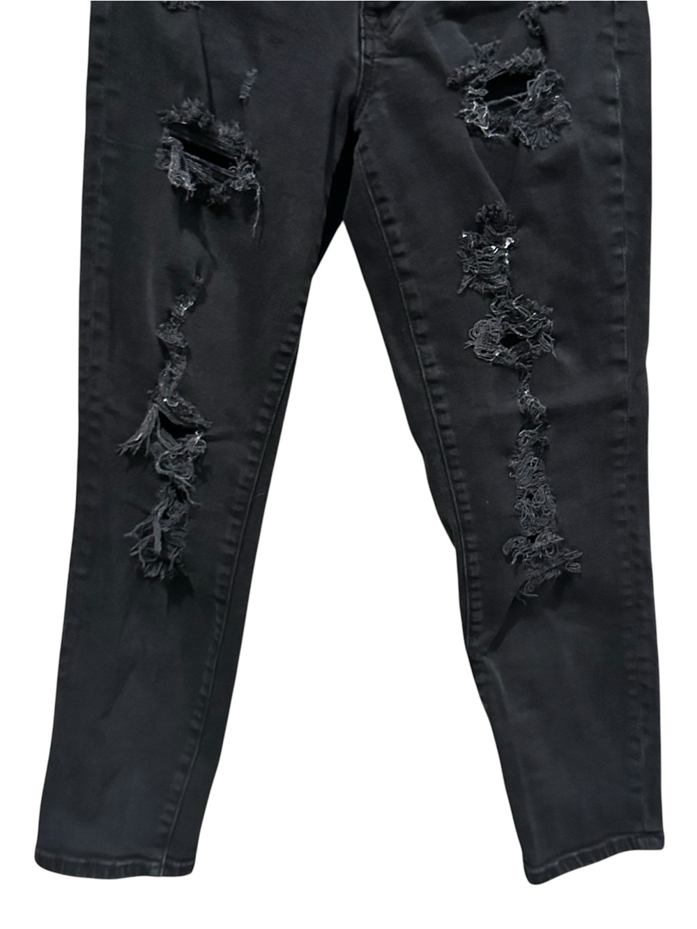 Aéropostale Women's Black Dark Wash High Rise Mom Jeans Distressed Stretch 4R - Picture 3 of 7